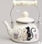 ЧАЙНИК AGNESS ЭМАЛИРОВАННЫЙ СО СЪЕМНЫМ ФИЛЬТРОМ ИЗ НЖС СЕРИЯ "LAVANDER CATS", 0,85 Л 943-070, шт