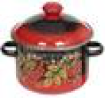 Кастрюля эм. РЯБИНУШКА 3,0л цилиндр., 7MD181M с нерж. обод., красно-черная  1/2, шт
