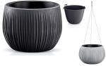 DKB240WS-B411  Горшок д/цветов Bowl Beton WS подвесной + технол-й горшок + цепочка (комплект) черный Диаметр: 23,8 смВысота: 16,1 см