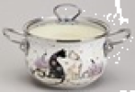 КАСТРЮЛЯ AGNESS ЭМАЛИРОВАННАЯ СО СТЕКЛЯННОЙ КРЫШКОЙ СЕРИЯ "LAVANDER CATS", 2,0 Л ДИА. 18СМ 943-076, шт