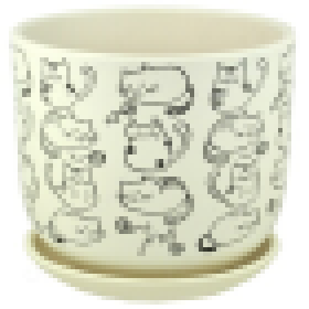горшок бук коты белый N2 d15см ( v-1,6л.,d-15см, h-13см.)