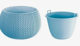 DKSP240-656U Горшок д/цветов Splofy bowl light ice gray+ технол-й горшок  (комплект)  Диаметр: 23,9 смВысота: 16,1 см