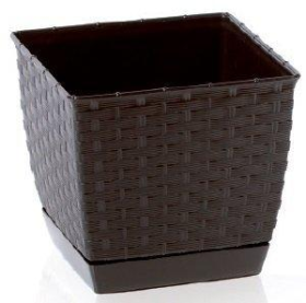 DRLK165-440U Кашпо RATOLLA square - umbra (L*W*H - 16,5*16,5 *14,2, V - 2,5)