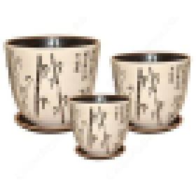 ИВ02 Кер. набор из 3-х Бамбук бел.-черн. ( d= 12\15\18см , h=12\15\18см)