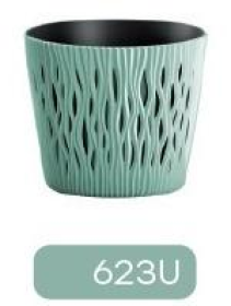 DSR220-623U Горшок д/цветов  Sandy round sage+ технол-й горшок (комплект) Диаметр: 22,5 смВысота: 19,2 смОбъем: 5 л