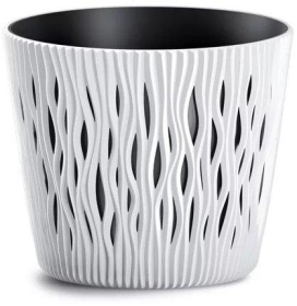 DSR220-S449 Горшок д/цветов  Sandy round  white+ технол-й горшок (комплект) Диаметр: 22,5 смВысота: 19,2 смОбъем: 5 л